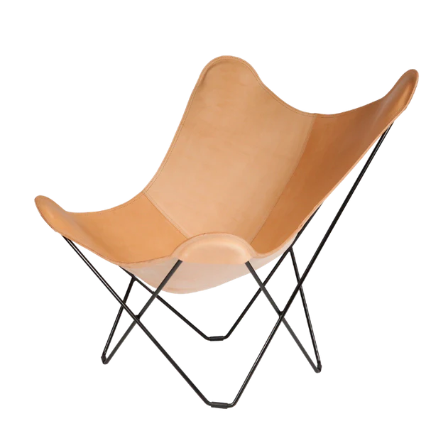 Leather butterfly chair black/nature