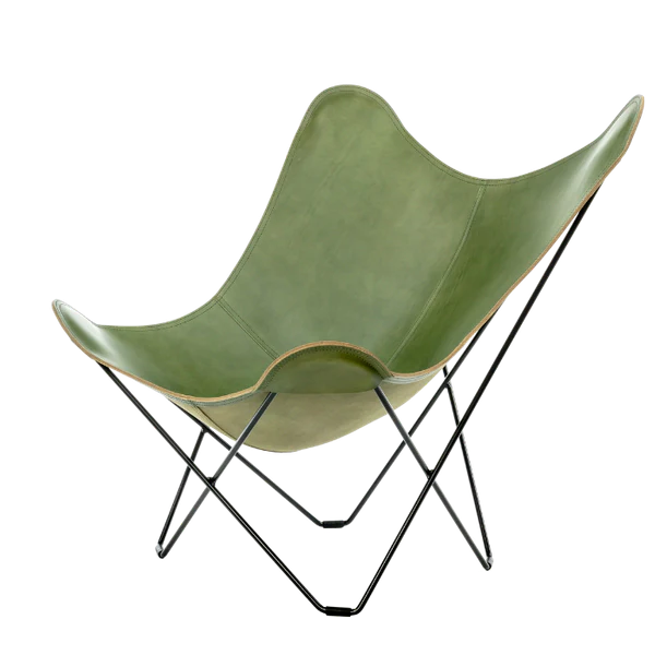Leather butterfly chair black/grass