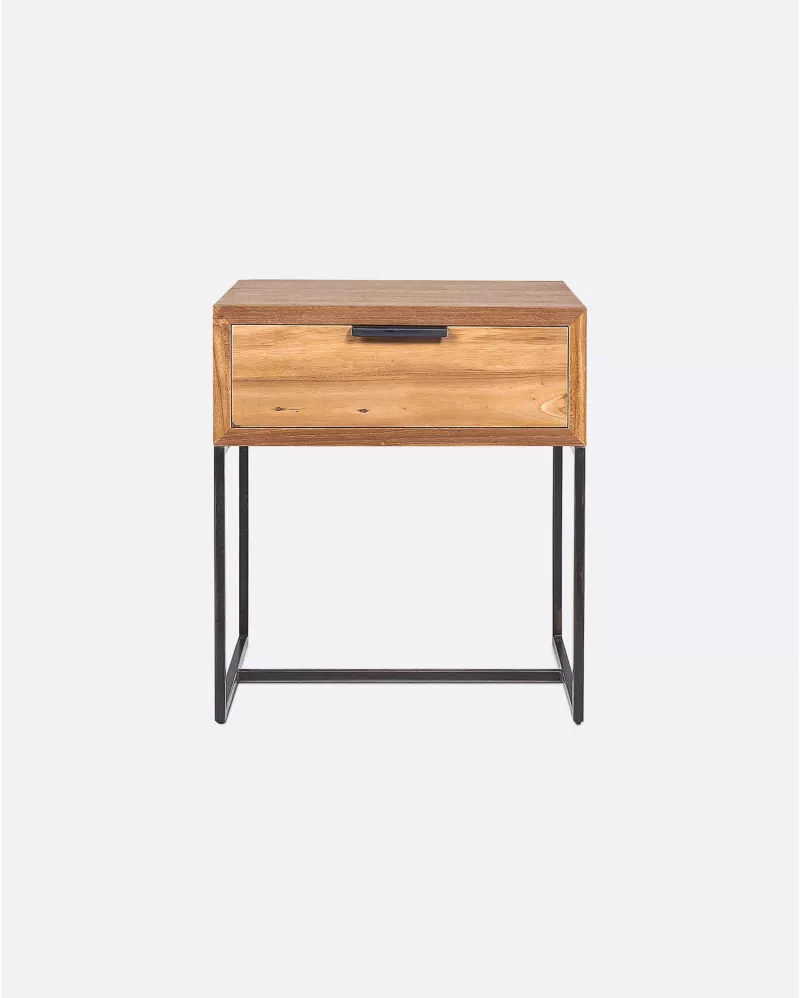 Bedside table teak/iron
