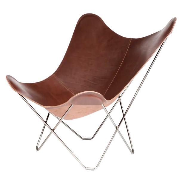 Leather butterfly chair chrome/chocolate