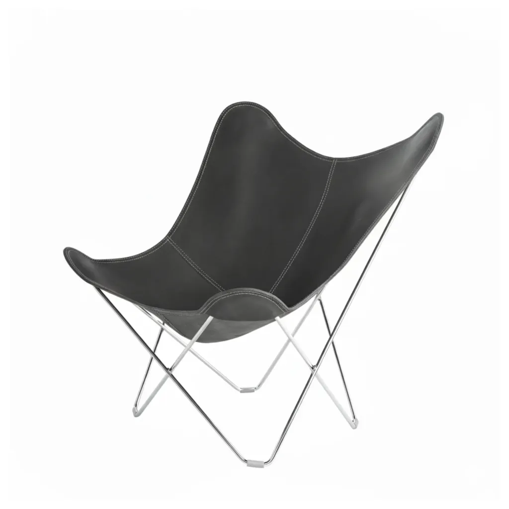 Leather butterfly chair chrome/graphite