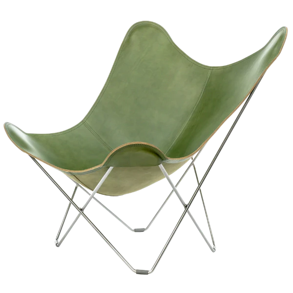 Leather butterfly chair chrome/grass
