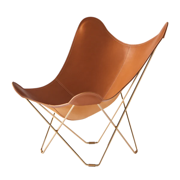 Leather butterfly chair 24k gold plated/polo