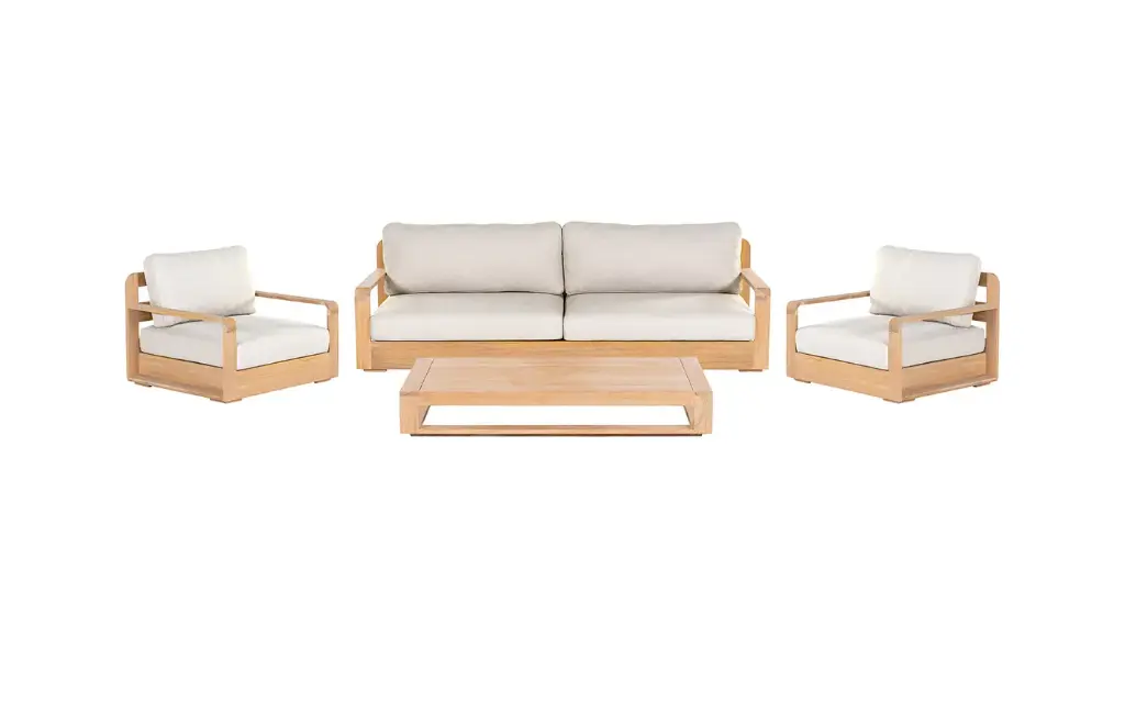 Como lounge set teak + cushions ecru