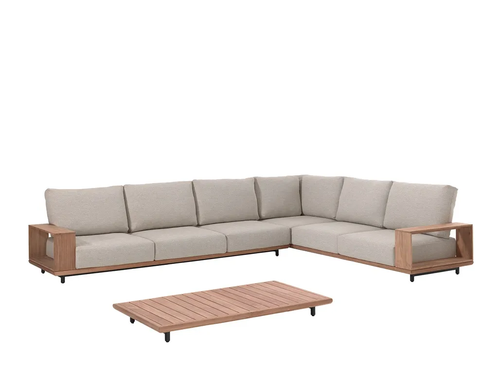 Faro lounge set teak + cushion sunproof ecru