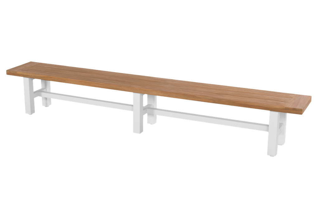 Bench Yasmani white alu/teak 300