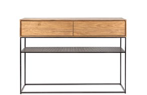 Console Onetwo drawers 120 teak/iron