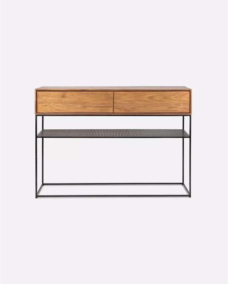 Console Onetwo drawers 120 teak/iron