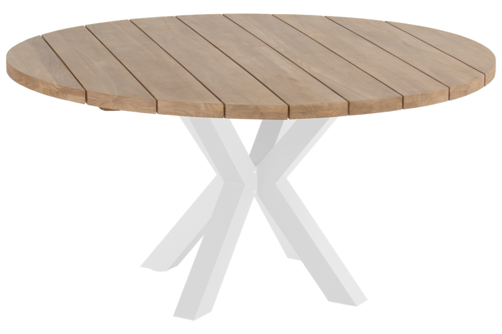 Table Stephanie white alu/teak 150
