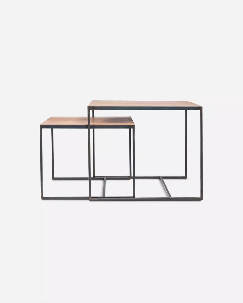 Side tables Two teak/iron