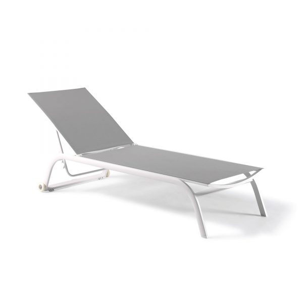 Sunlounger Zaragoza alu white/light grey