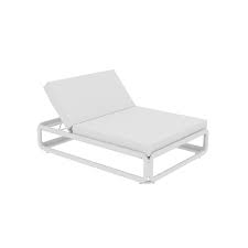 Double sunlounger Nana alu white/fabric white 140x200