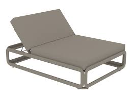 Double sunlounger Nana alu taupe/fabric taupe 140x200