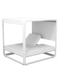 Double sunlounger Ibiza XL alu white/fabric white 180x200