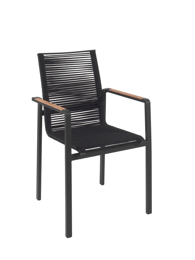 Outdoor dining chair Aruba alu/rope charcaol