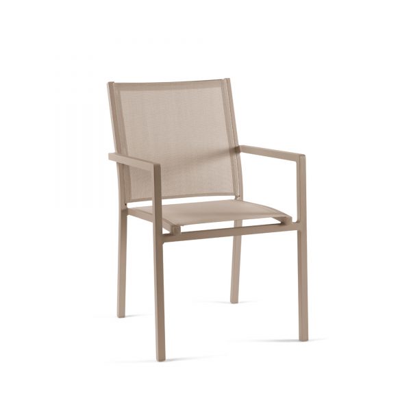Outdoor dining chair Bari alu champagne/light grey
