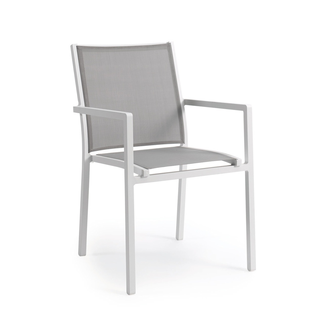 Outdoor dining chair Bari alu white/light grey