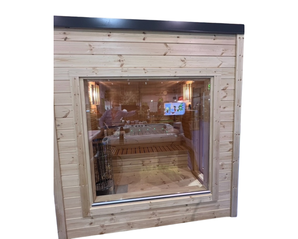 Sauna Cube 230x230x260cm with panoramic window