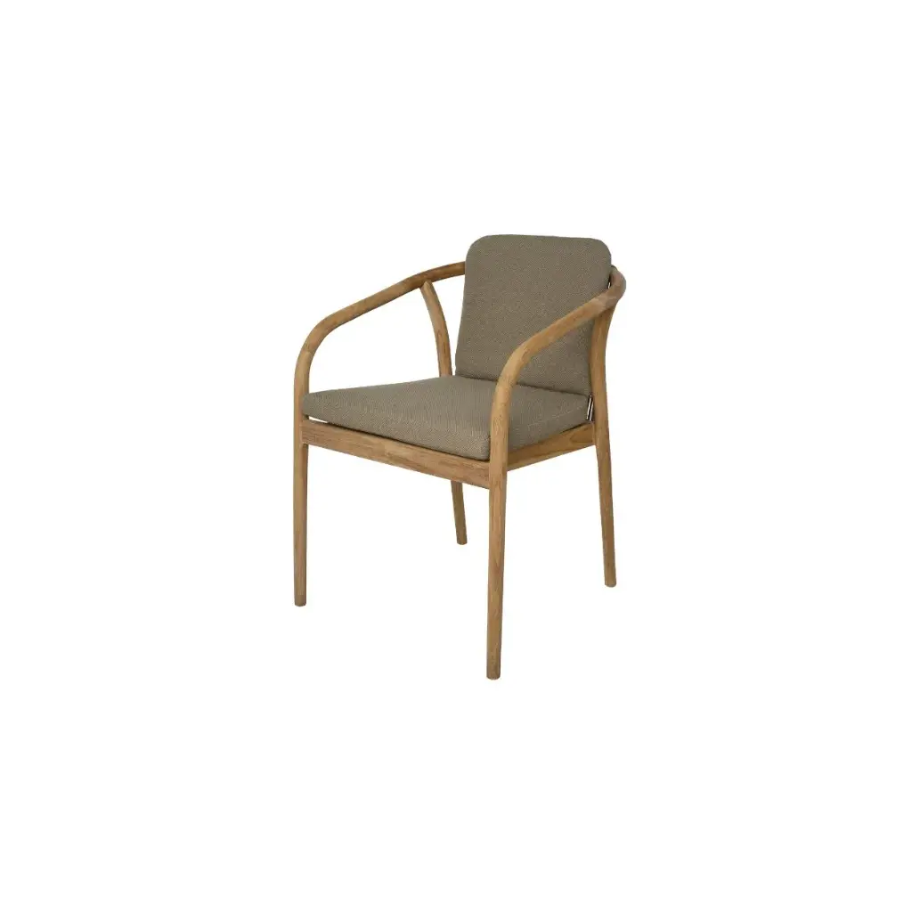 Outdoor dining chair Yuki teak with cushion beige