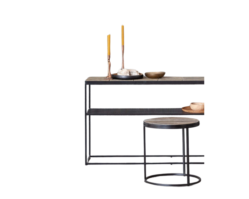 Console Rengar iron/leather 150x77cm