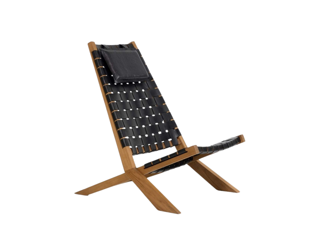 Lounge chair Waggai teak/leather