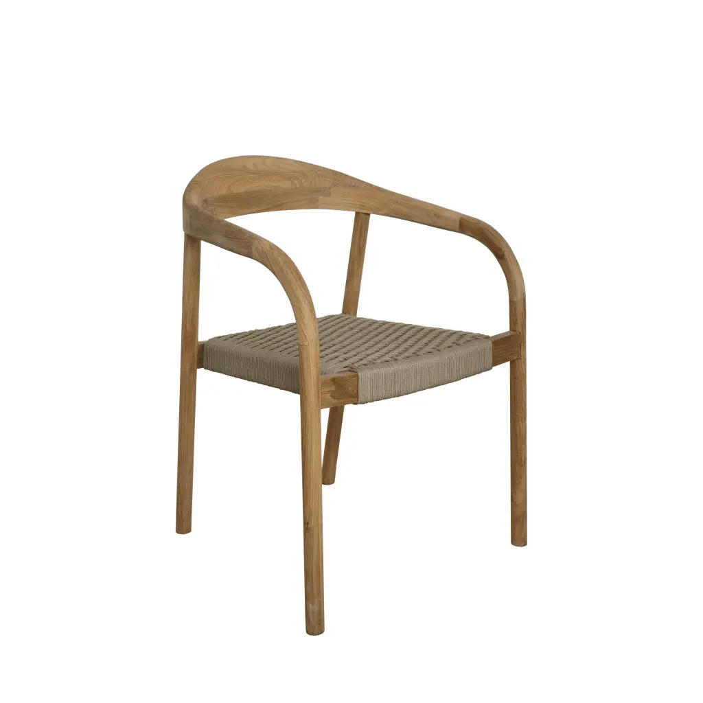 Outdoor dining chair Kurt teak/rope taupe