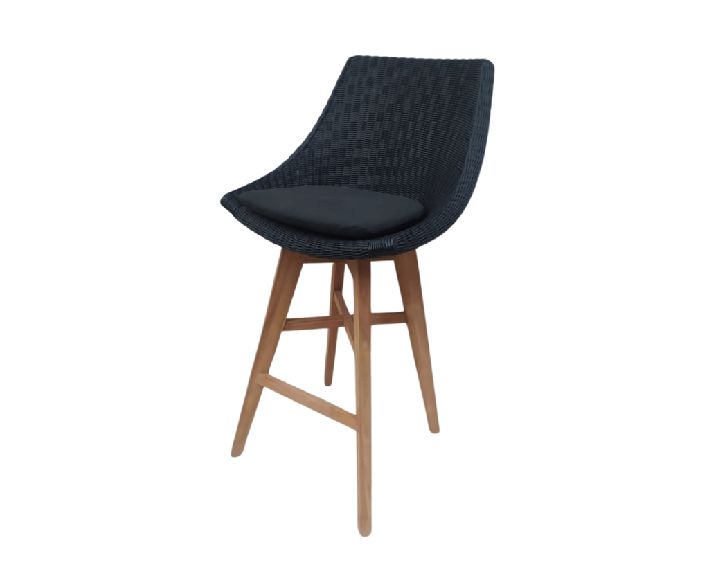 Outdoor bar chair Obi wicker black