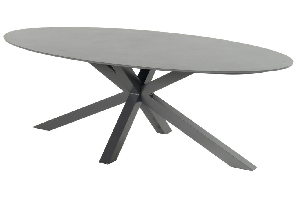 Outdoor dining table Xander Ovale 220x120 anthracite alu/anthracite marble ceramic