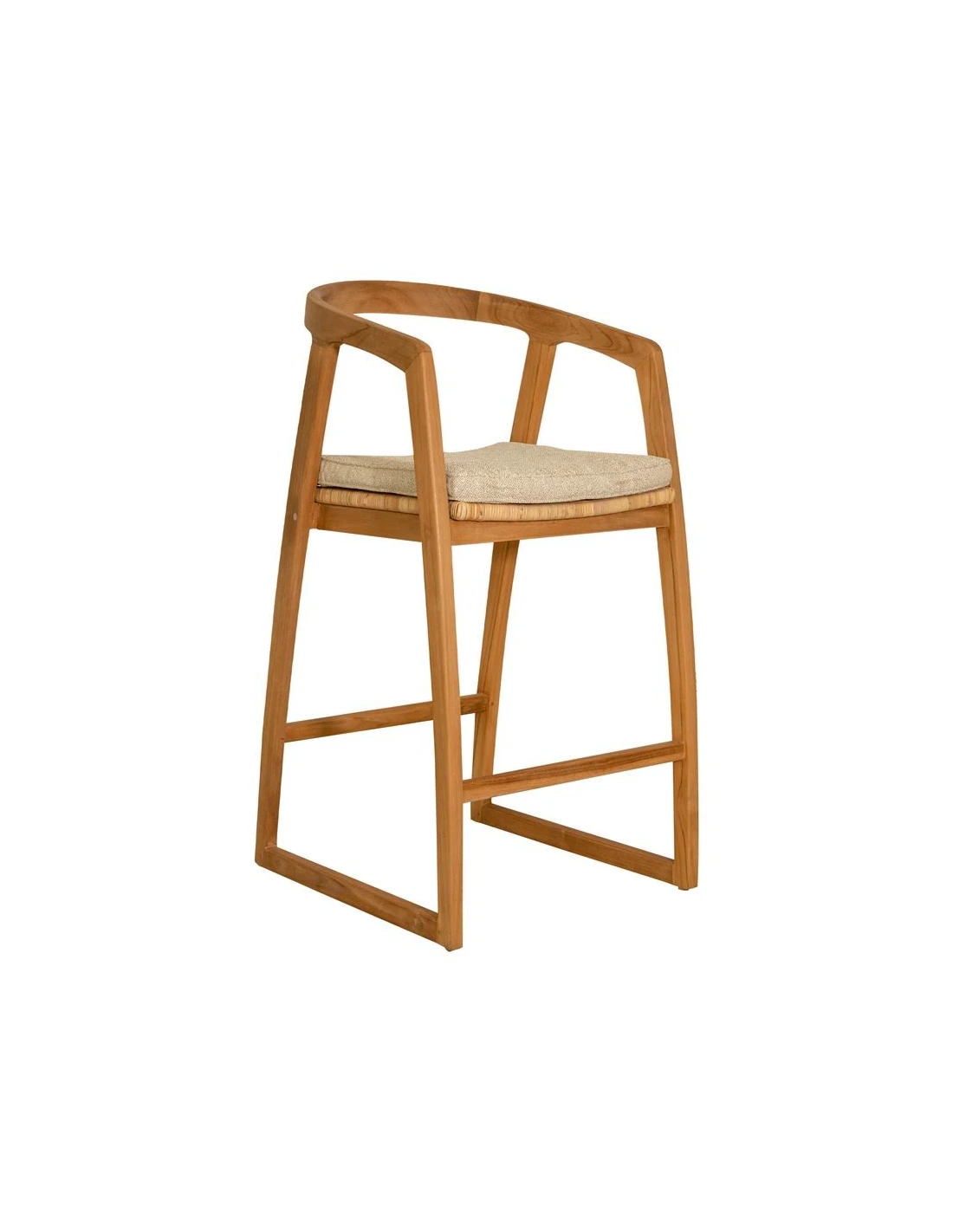 Bar chair Andri teak - ratan - cushion
