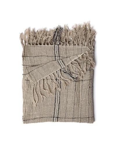 Plaid Wrinckles 130x170 natural linen