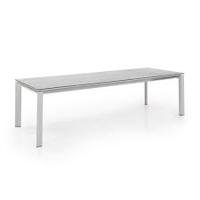 Outdoor dining table Bettini alu white/ceramic mixed white - extensible 220-280x100cm