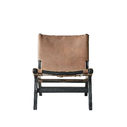 Lounge chair Philosophy mango wood/leather