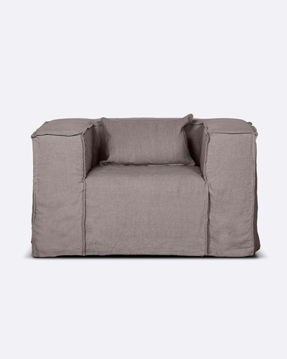 Sofa 1-seater Strozzi taupe linen 120x95cm