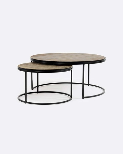 Coffee tables Rengar iron/leather 90cm & 60cm