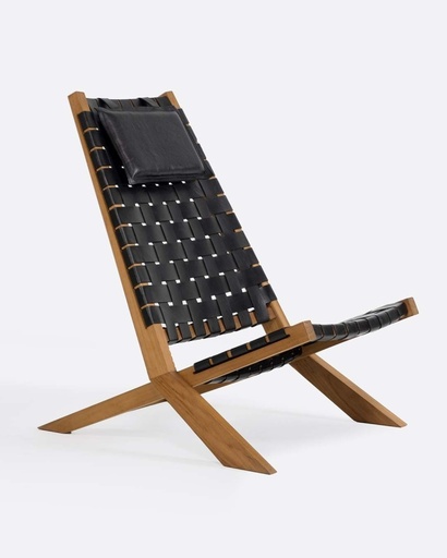 Lounge chair Waggai teak/leather