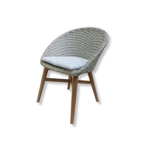 Outdoor dining chair Aru rope light grey