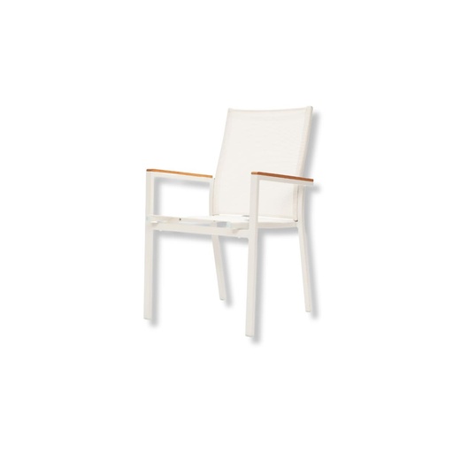Outdoor chair Barto white/alu-teak
