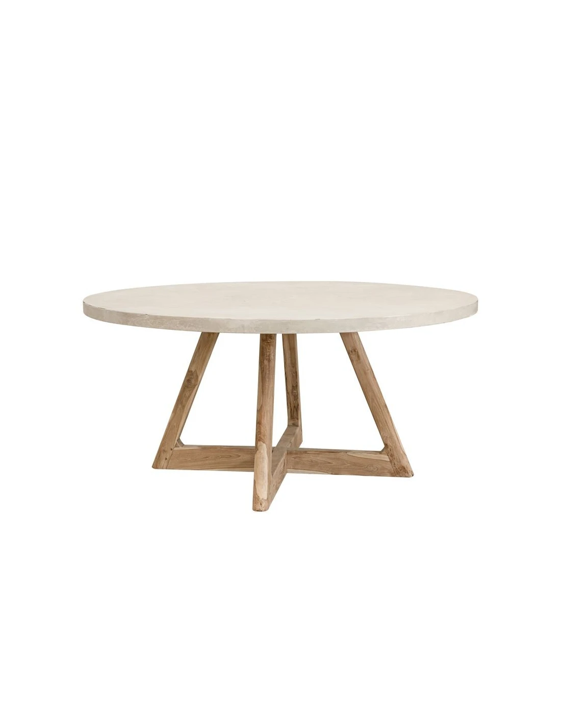 Dining table Dewa round 160cm recycled teak/cement top