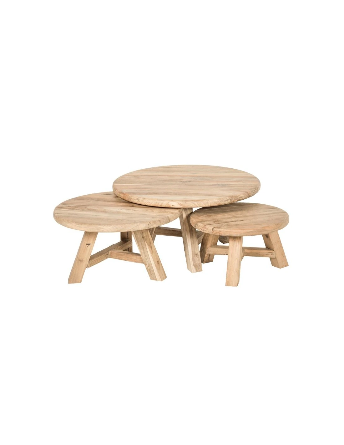 Coffee table set of 3 - teak - 50cm - 65cm - 80cm